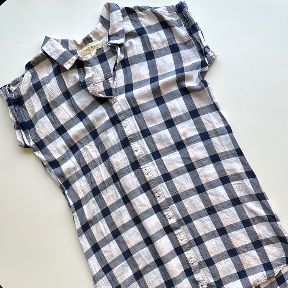 Anthropologie Cloth & Stone plaid button down shirt dress Small
